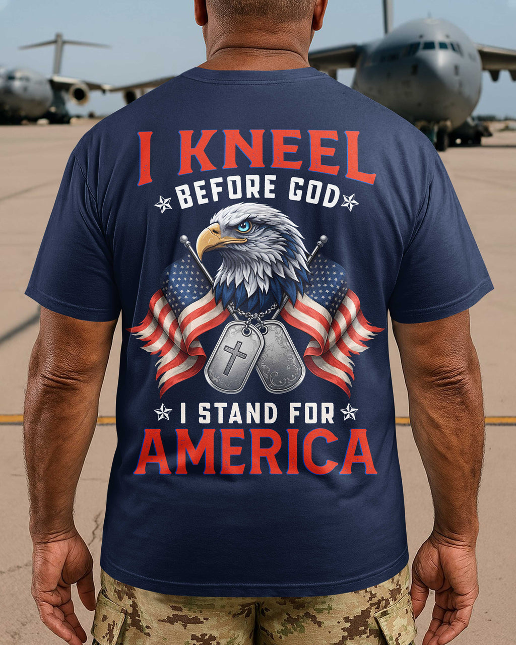 I Kneel Before God I Stand For America T-Shirt