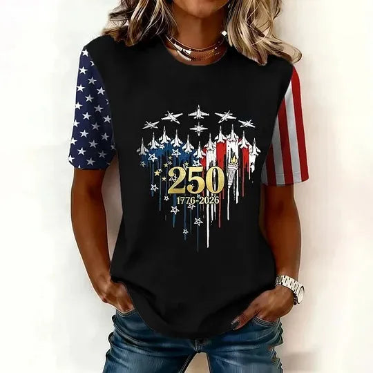 Women's USA 1776-2026 Print Casual T-Shirt