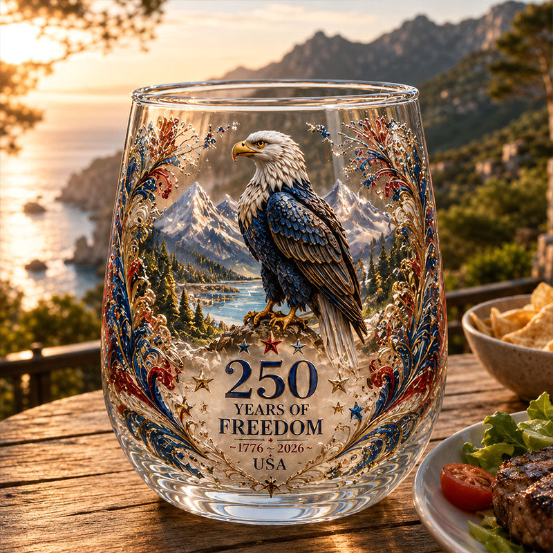America 250 Eagle Freedom Commemorative Glass Cup