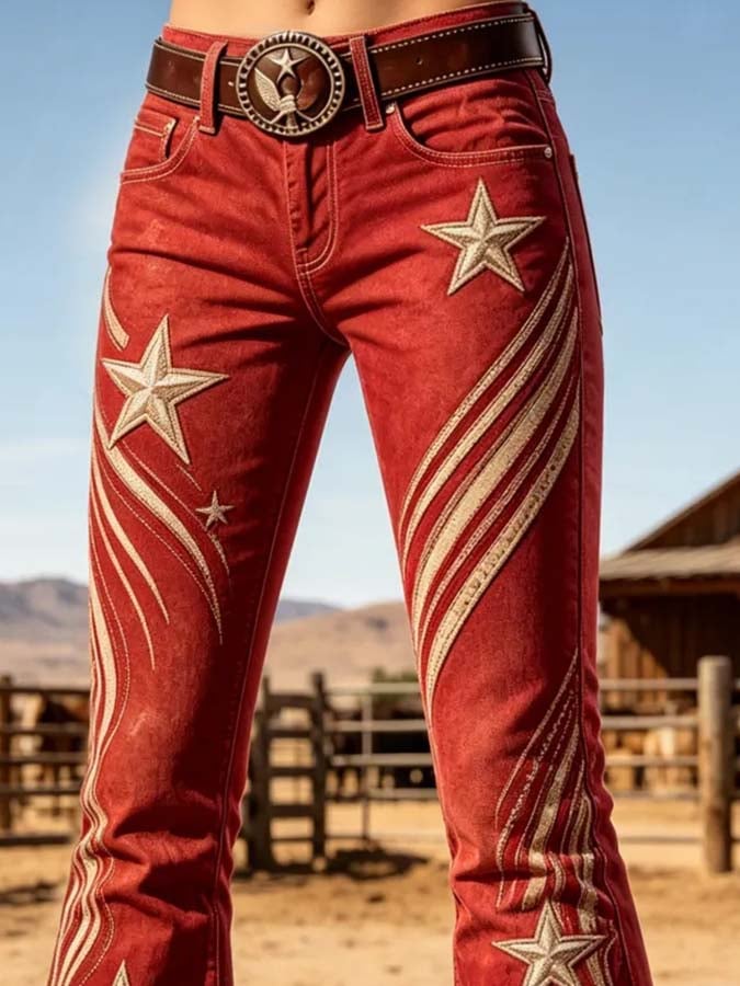 Damen Freizeithose mit Retro-Print