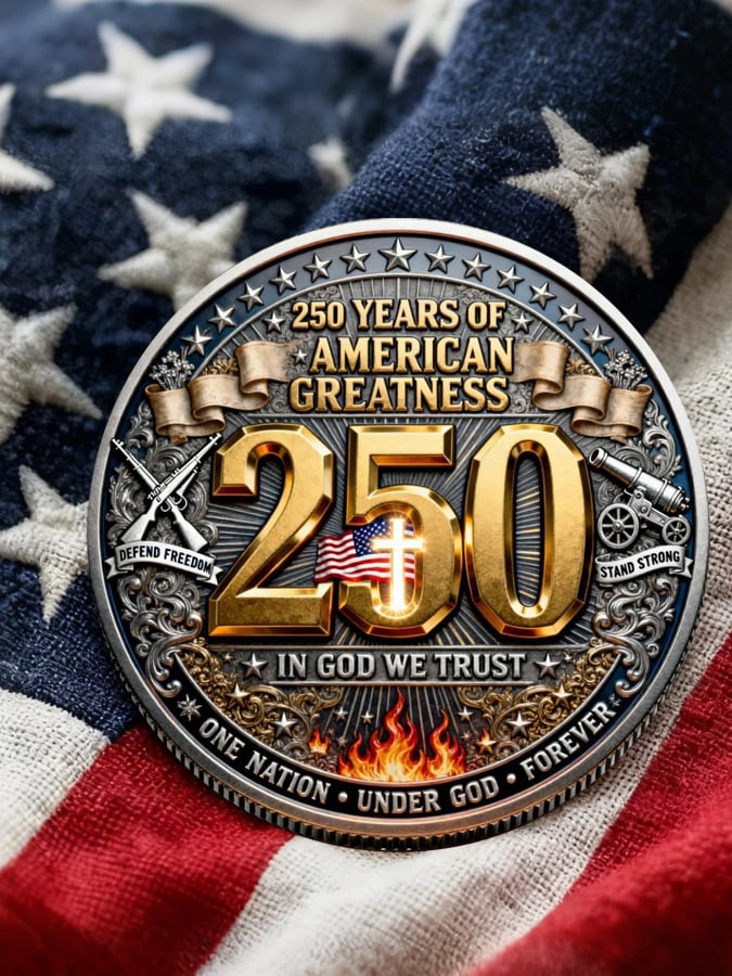 Gott segne Amerika 250. Jahrestag der Vereinigten Staaten Große Münze Gedenkmünze