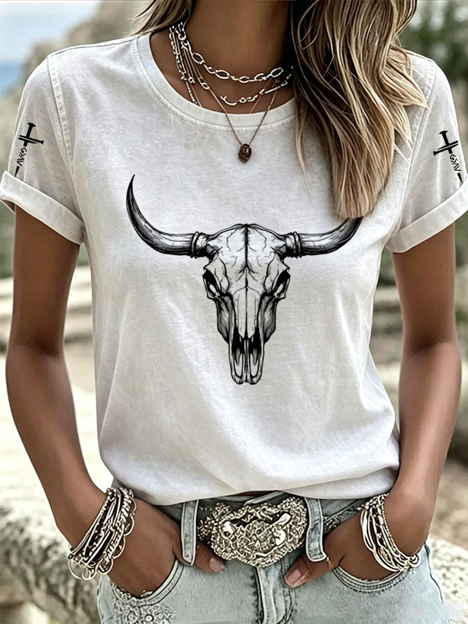 Women'S Western American Cross Casual T-Shirt