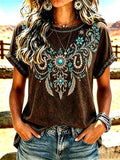 Damen T-Shirt mit Retro-Western-Print