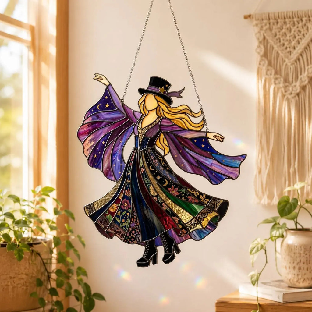 💥💃 Stevie Nicks 🤘 Handgemachter Buntglas-Sonnencatcher zum Drehen