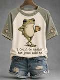 ”I Could Be Meaner But Jesus Said No“ Casual Raglan Short-Sleeved T-Shirt