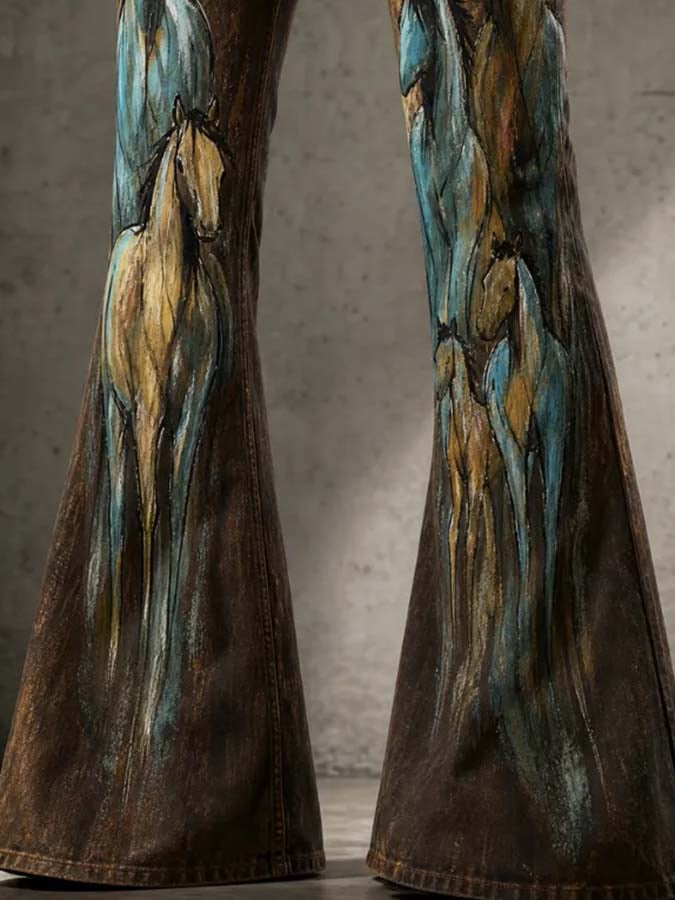 Damen-Freizeithose mit Retro-Print