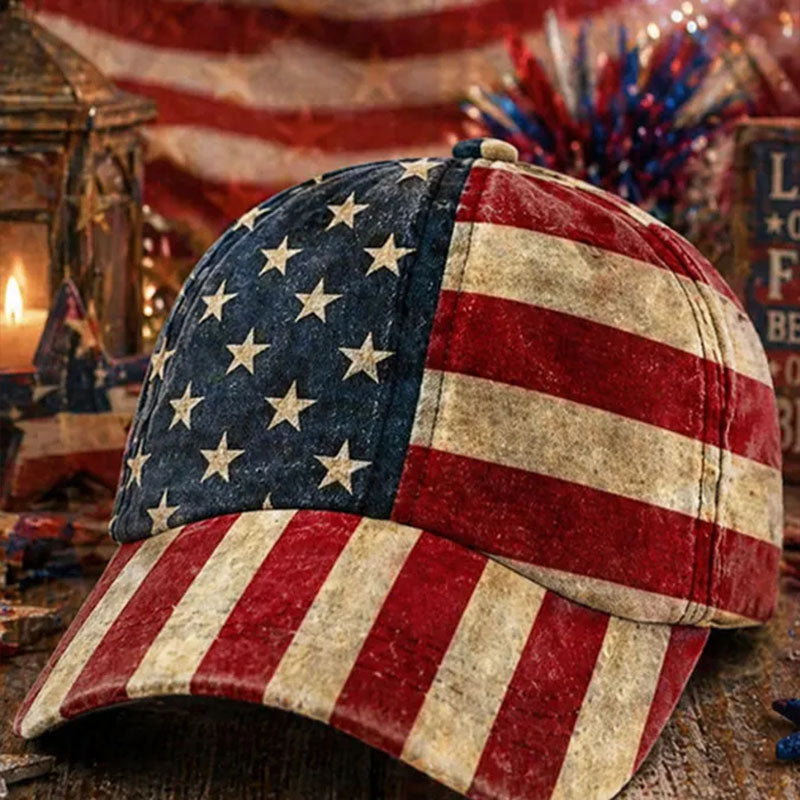 Unisex Retro American Flag Printed Baseball Cap