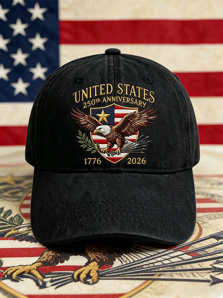 Casquette de baseball en jean délavé avec l'emblème de l'aigle chauve du 250e anniversaire des États-Unis