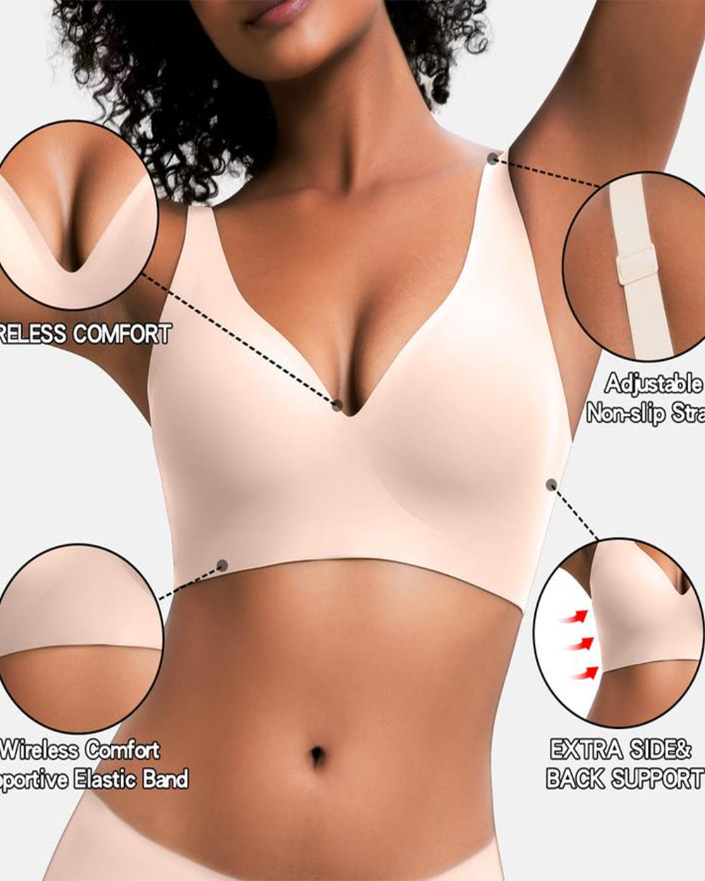 Nahtloser, kabelloser Push-up-BH für Damen