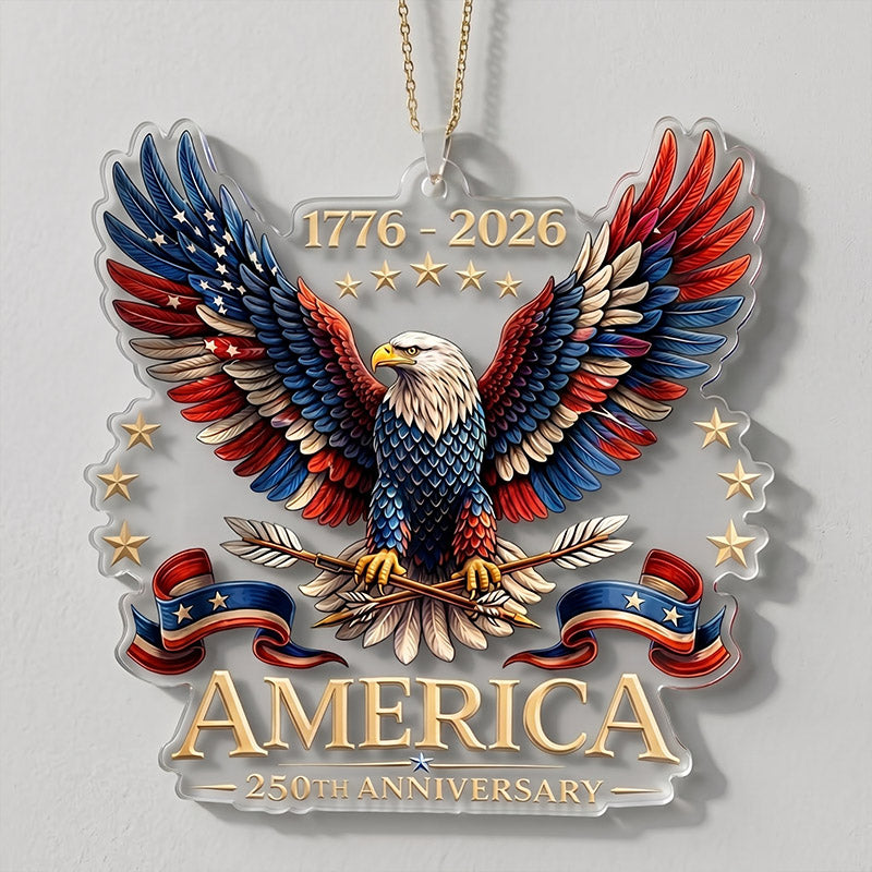 Ornement en acrylique « 250e anniversaire de l'Amérique » – Thème patriotique 1776-2026