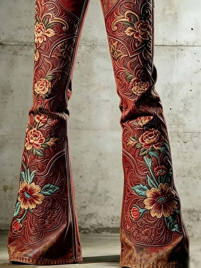 Freizeithose für Damen im Retro-Print