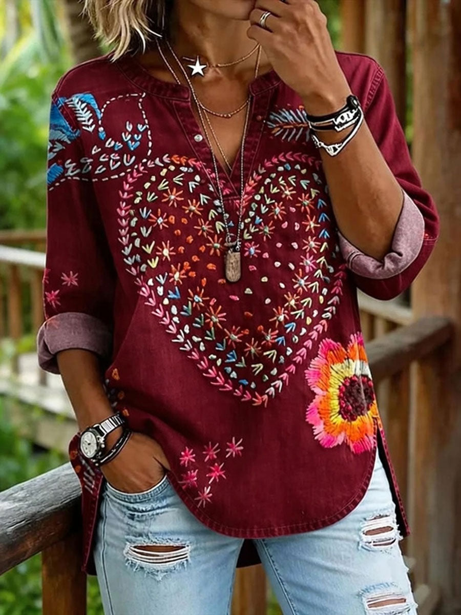 Women'S Casual Floral Print Top