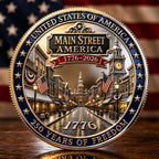 Main Street America 1776–2026 250. Jubiläum Gedenkmünze | Doppelseitige patriotische Adler & Freiheitsglocke Sammlermünze