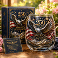 America 250 Eagle Mountain Patriotic Glass Cup Gift Set
