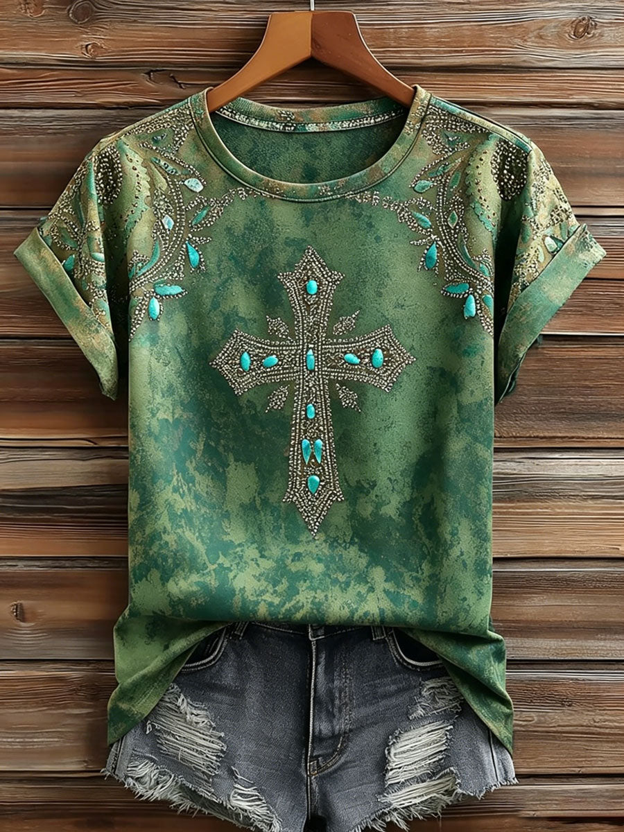 Women'S Casual Retro Western-Style Faith T-Shirt