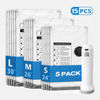 [2026 Upgraded] X7 Cordless Travel Vacuum Bag Set - 15 Pack Space Saver