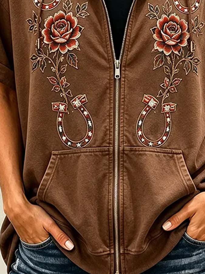 Damen Freizeit-Oberteil mit Retro-Print