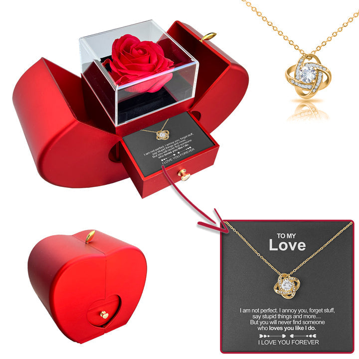 À mon amour Rose éternelle et collier