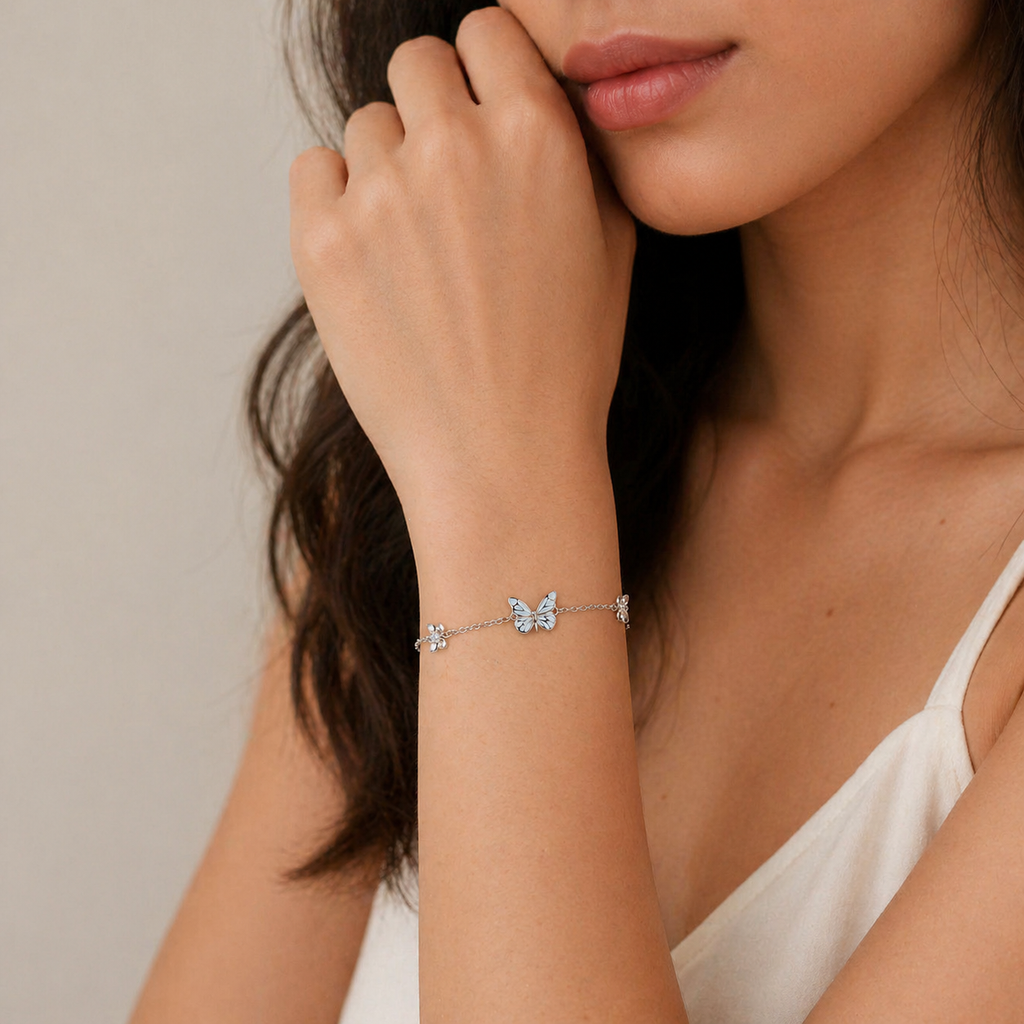 Parure Collier et Bracelet Breloque Papillon Lumineux