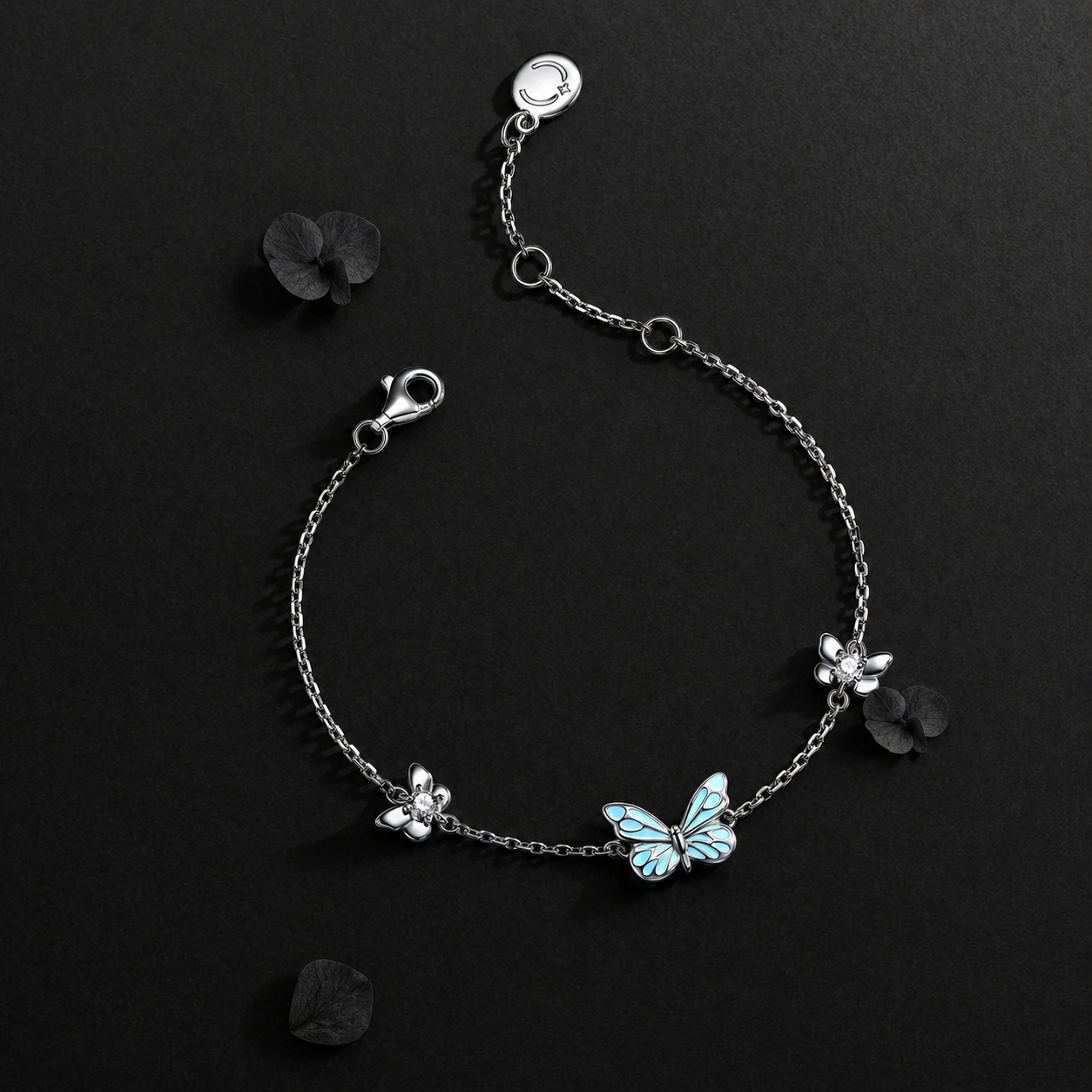 Parure Collier et Bracelet Breloque Papillon Lumineux
