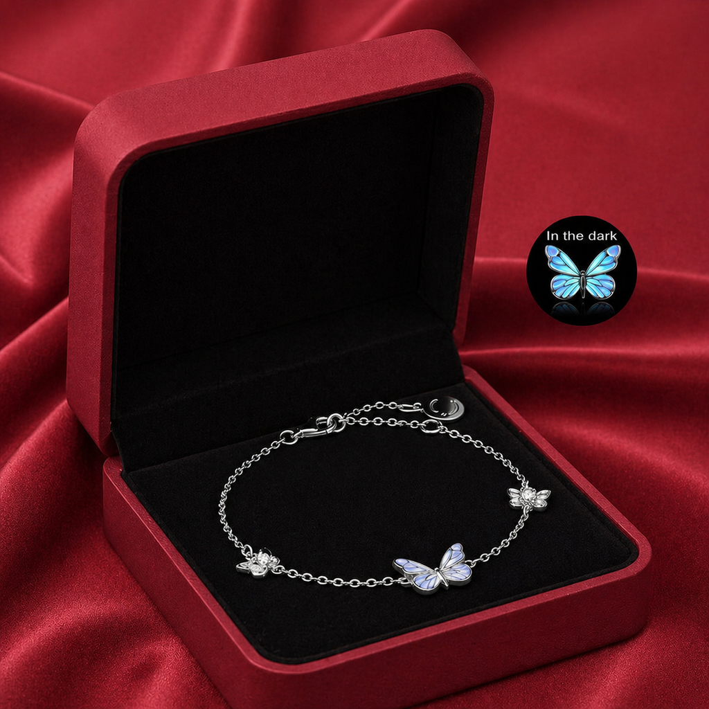 Parure Collier et Bracelet Breloque Papillon Lumineux