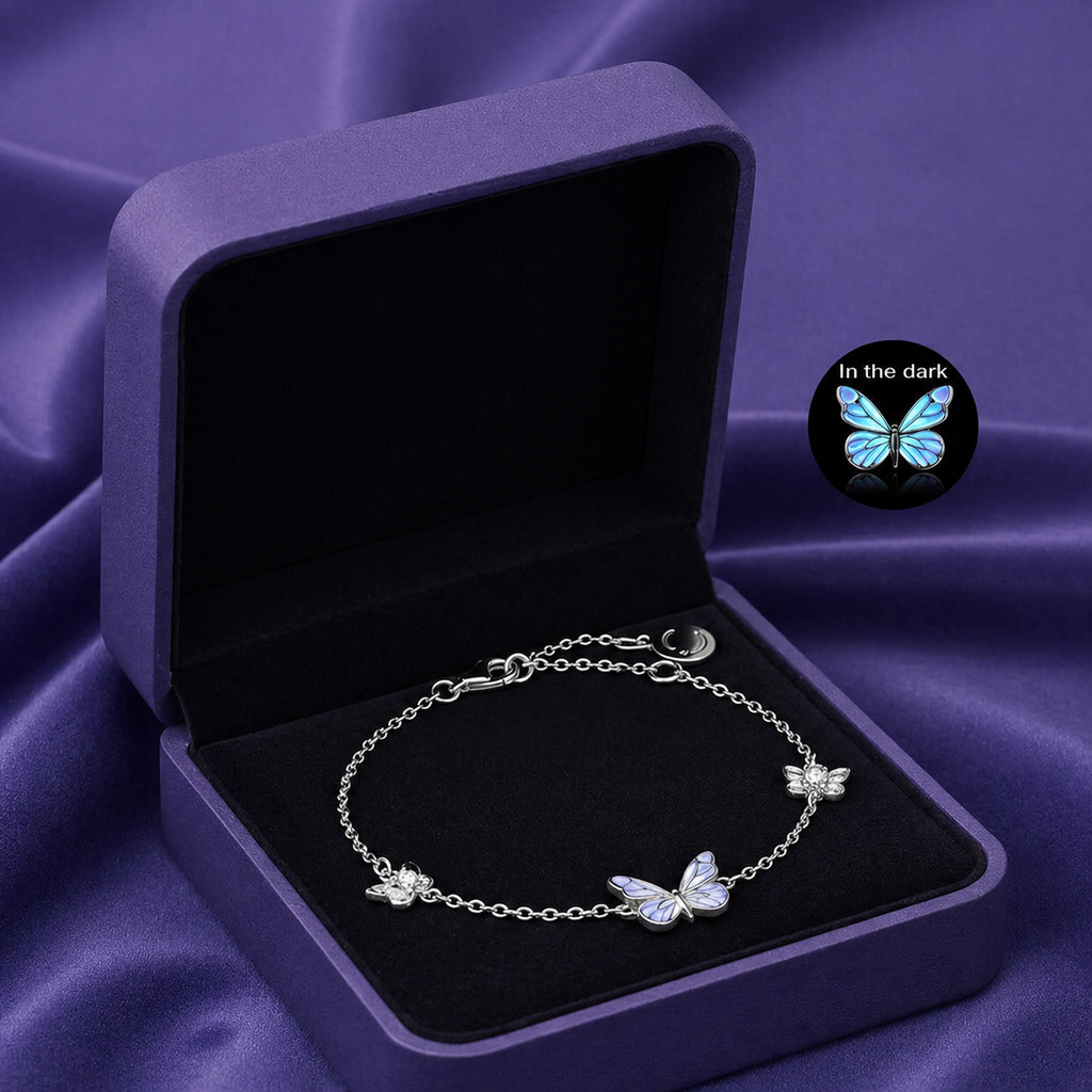 Parure Collier et Bracelet Breloque Papillon Lumineux