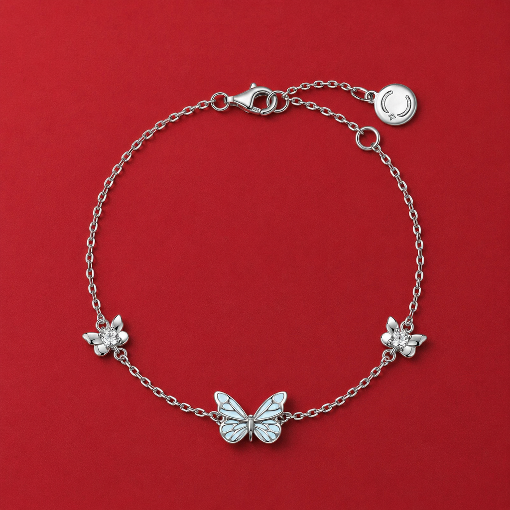 Parure Collier et Bracelet Breloque Papillon Lumineux
