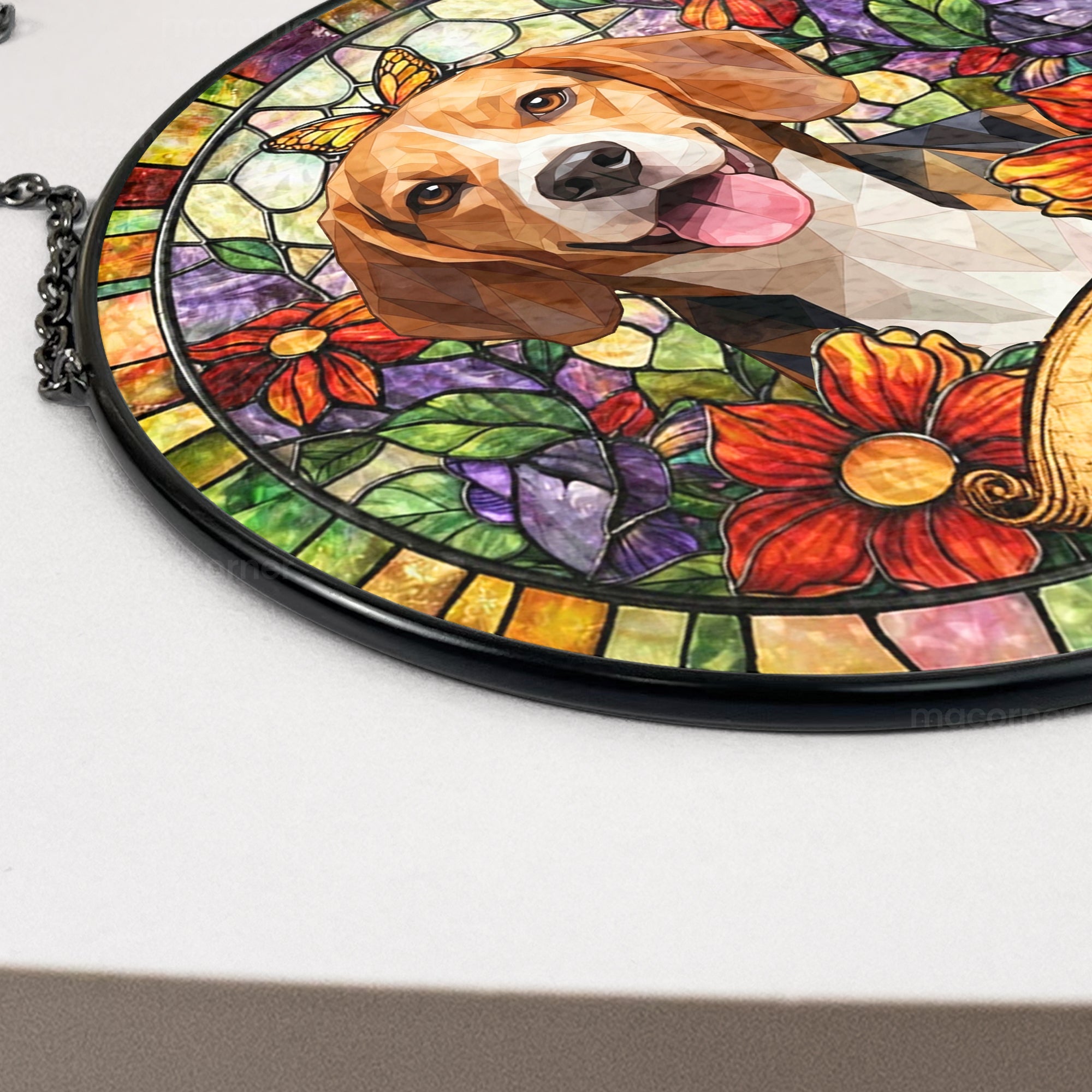 Individuelles Tierportrait im Buntglas-Stil – Geschenk für Tierliebhaber – Personalisierter Fensterhänger Sonnenfänger