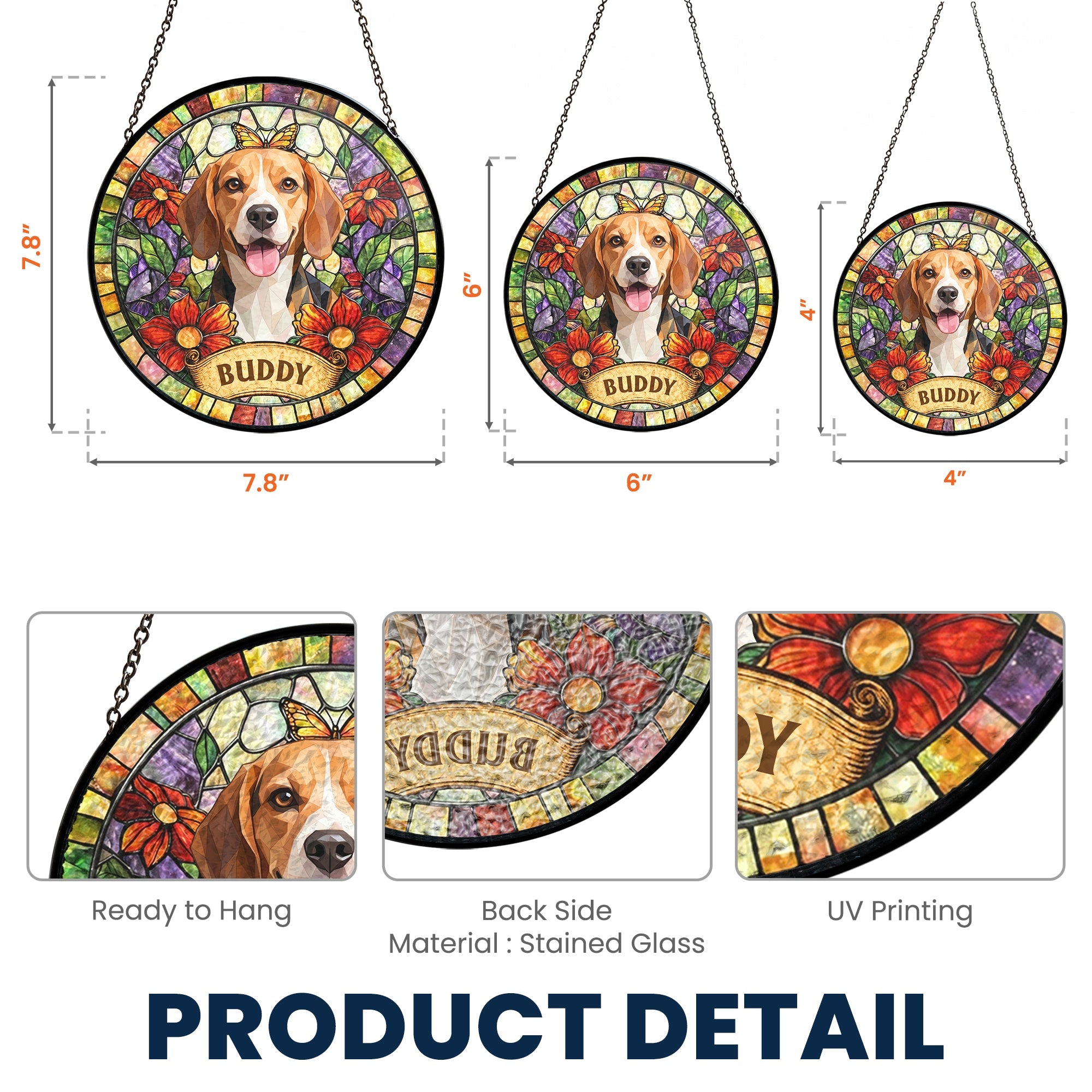 Individuelles Tierportrait im Buntglas-Stil – Geschenk für Tierliebhaber – Personalisierter Fensterhänger Sonnenfänger