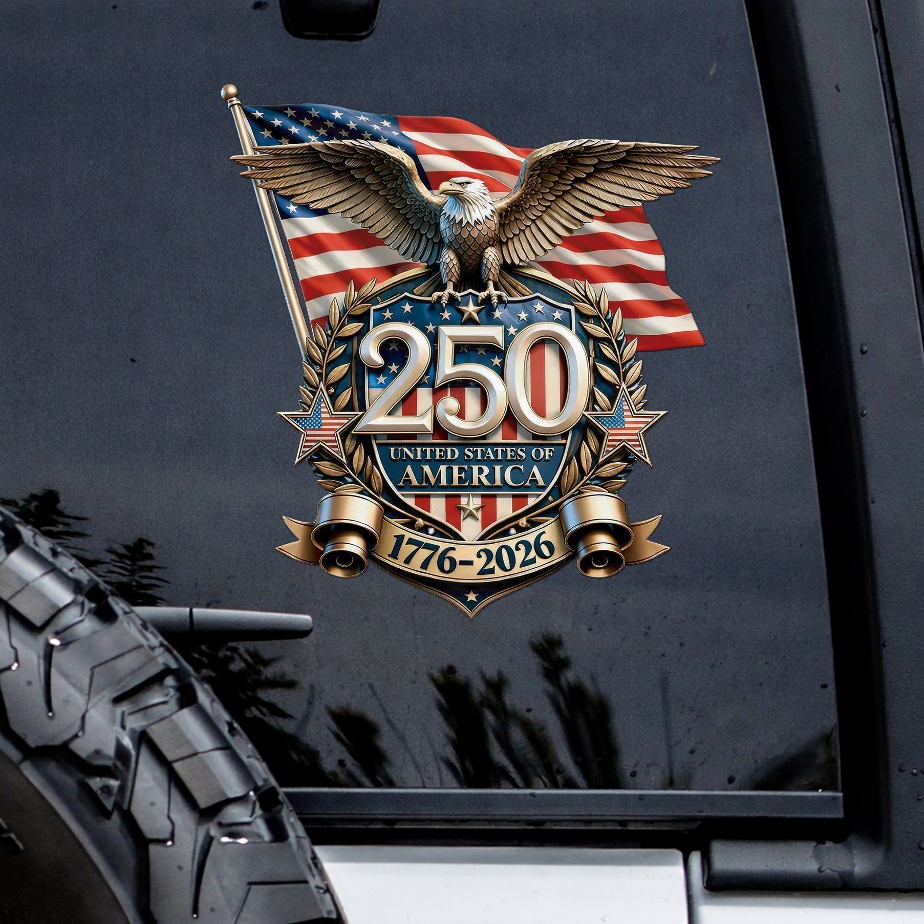 USA 250. Jubiläum Aufkleber – Adler, Flagge, 1776-2026
