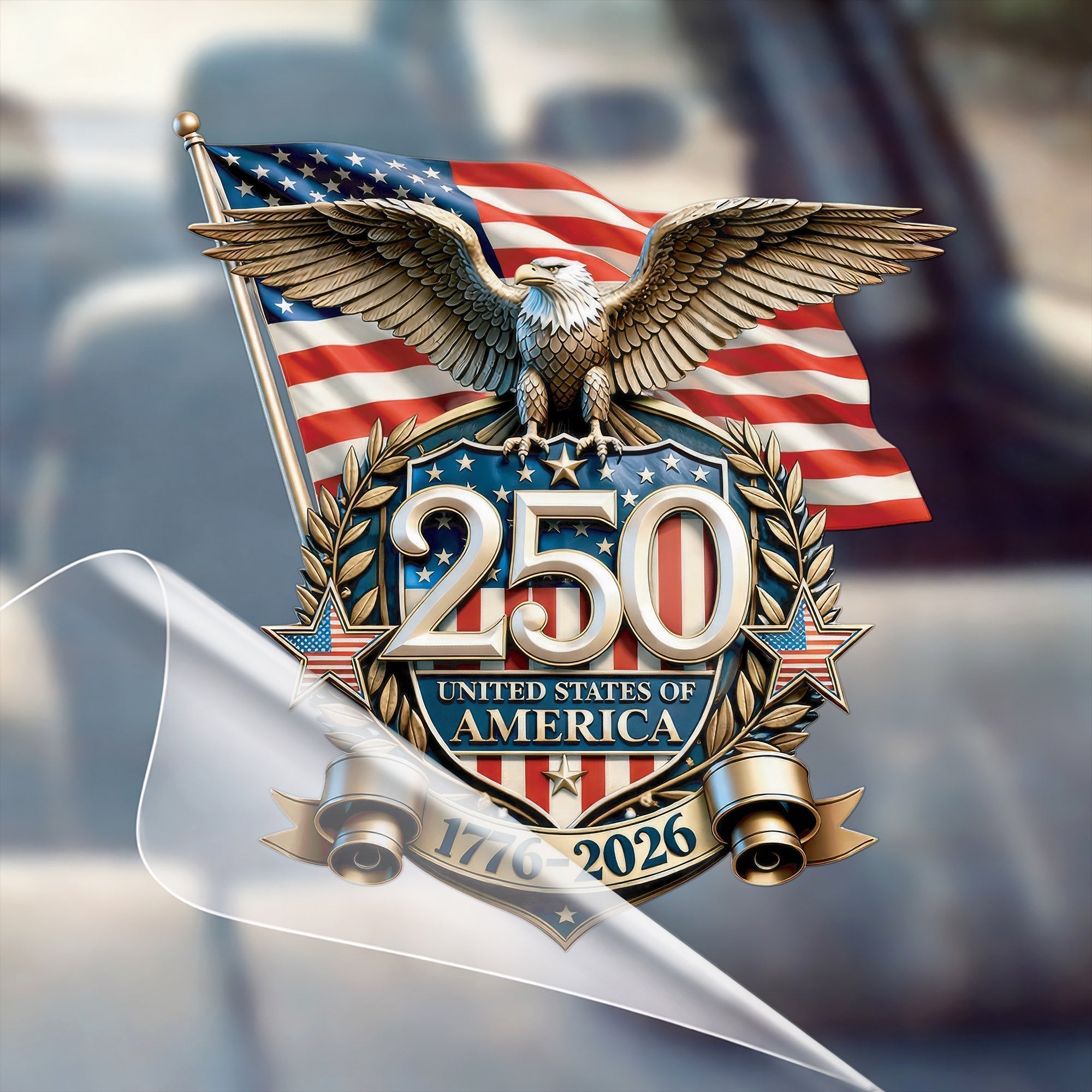 USA 250. Jubiläum Aufkleber – Adler, Flagge, 1776-2026