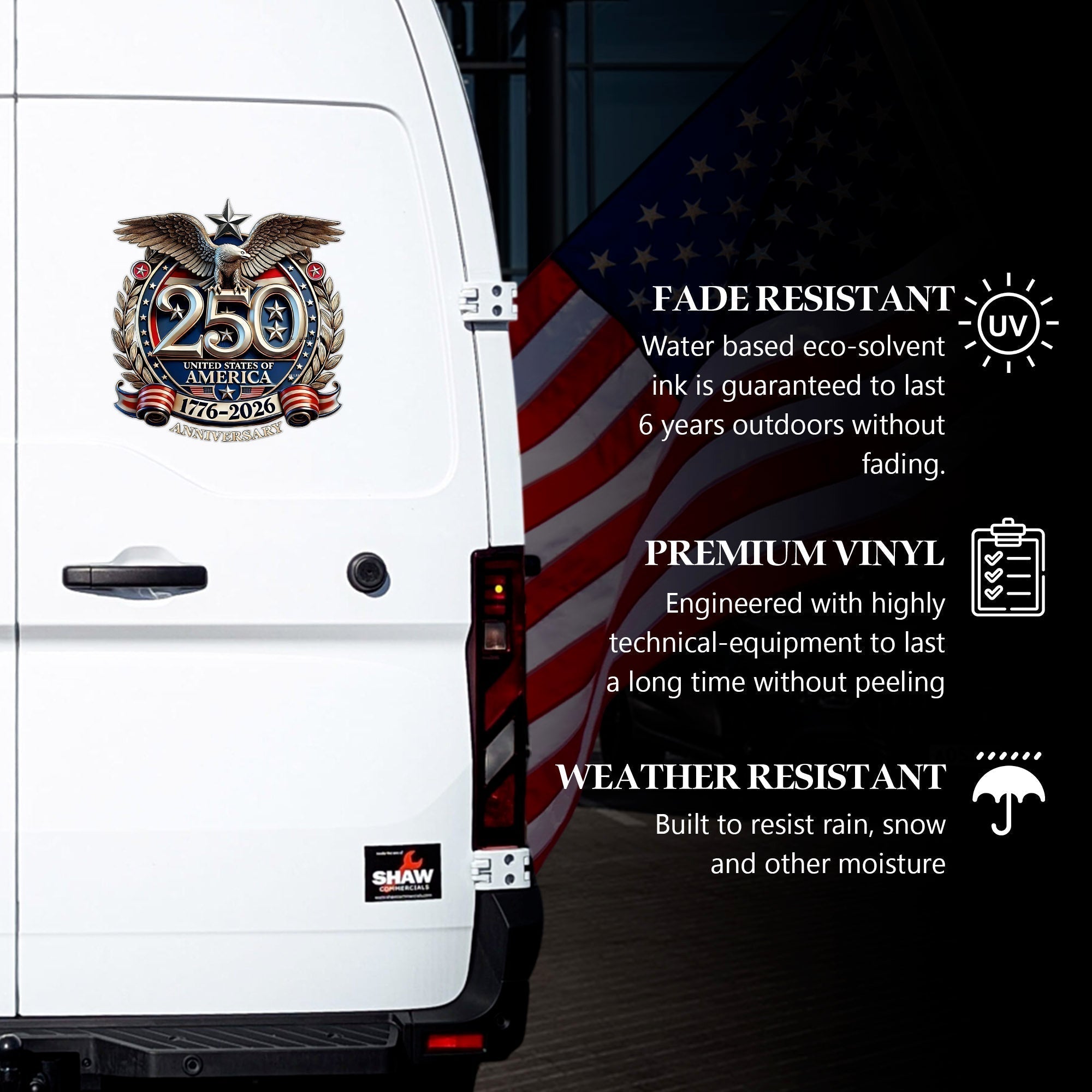 250th Anniversary Decal United States Of America Eagle Patriotic Car Decal