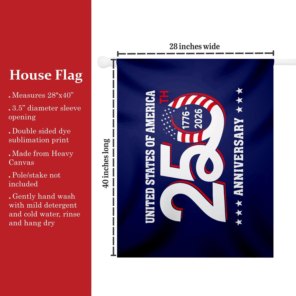 Patriotic 250th Anniversary 1776 2026 United States of America Flag