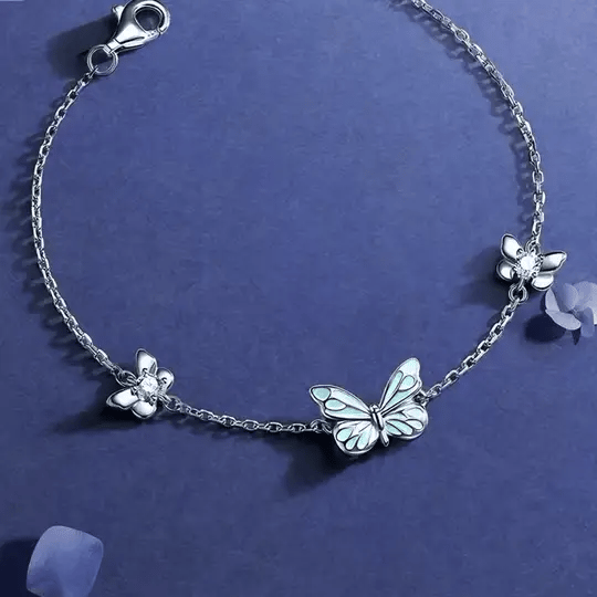 Parure Collier et Bracelet Breloque Papillon Lumineux