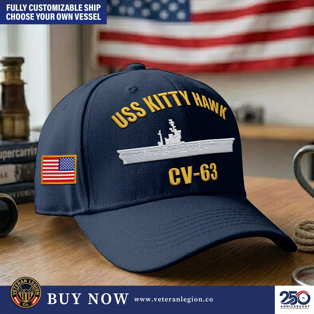 Personalisierte US Navy Schiffe Bestickte Kappe, Mütze für US-Veteranen, Geschenke zum Vatertag, Veteranentag
