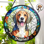 Individuelles Foto Hunde- und Katzen-Familienporträt - Personalisierter Buntglas-Fensterhänger Sonnenfänger