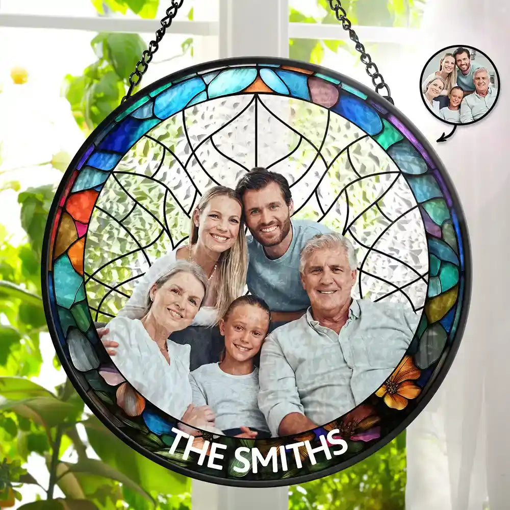 Benutzerdefinierte Foto Familie Hunde Katzen - Personalisierter Glasmalerei-Fensterhänger Sonnenfänger