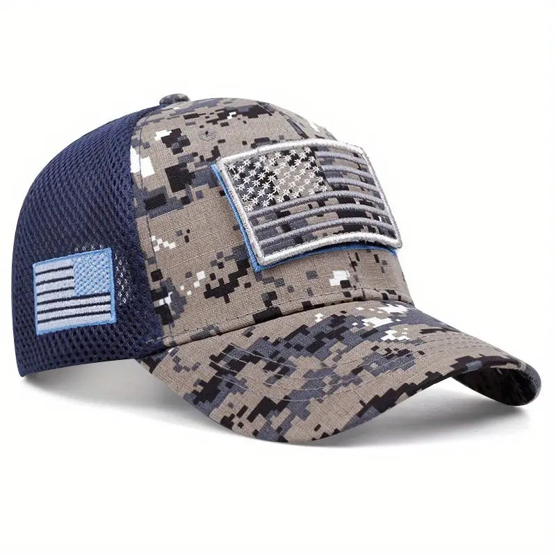 Casquette de baseball brodée drapeau américain - Chapeau en coton ajustable