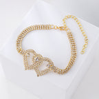 Gold Heart X Heart Ankle Bracelet