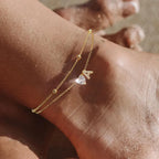 Gold Heart Charm Initial Anklet