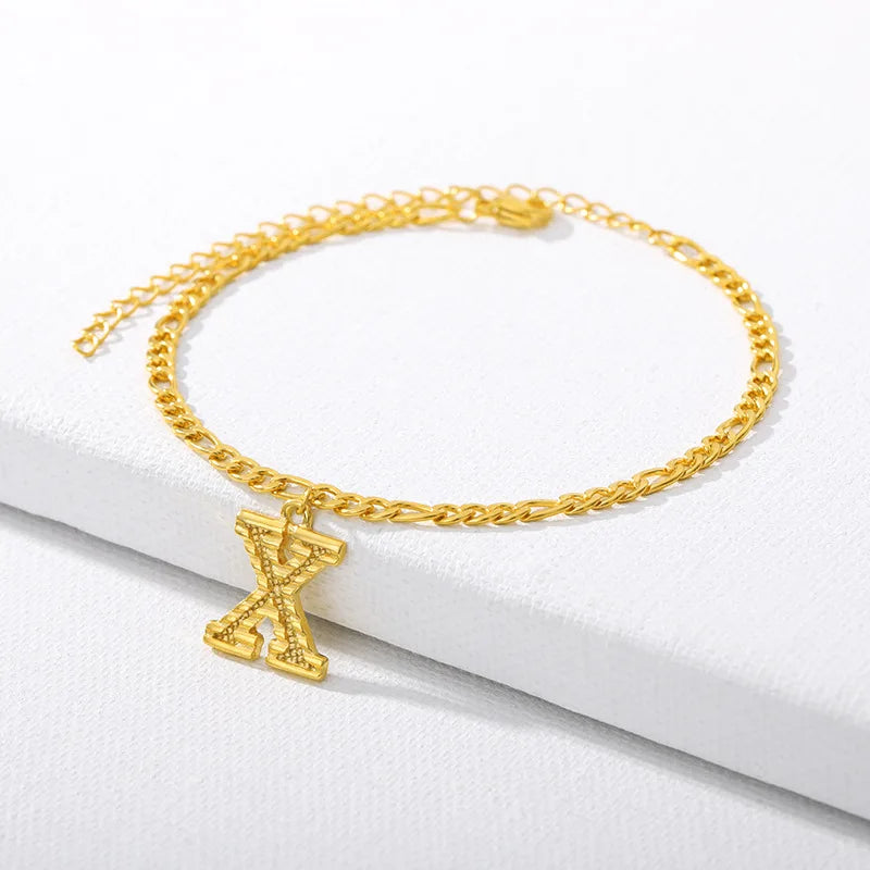 Goldene kubanische Gliederkette Fußkettchen