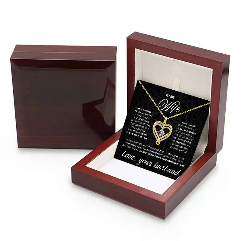 To My Wife From Husband Heart X Heart Necklace