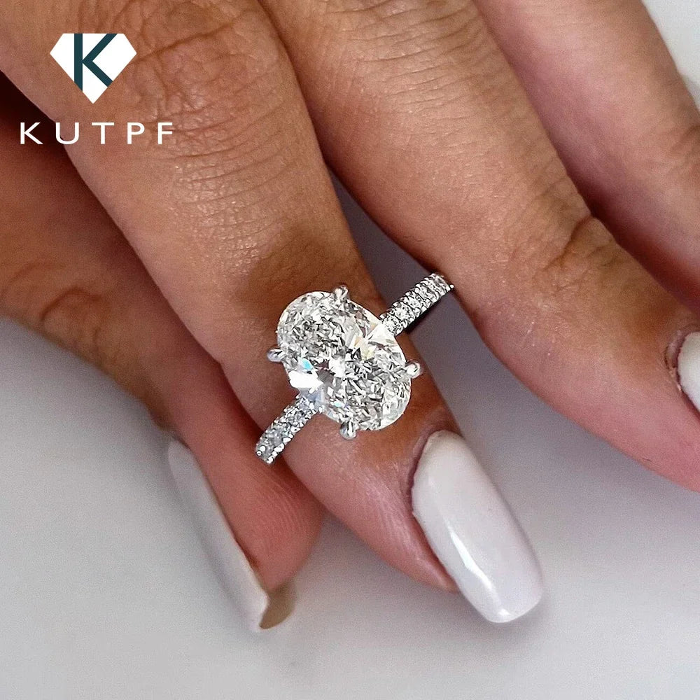 Oval Cut Full Moissanite - Engagement Ring - S925 Silver