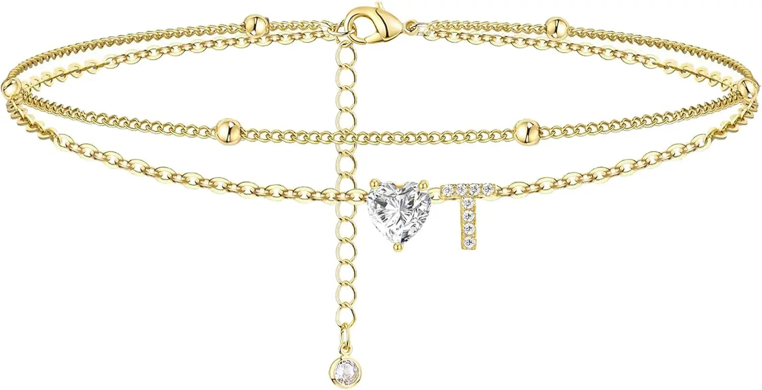 Gold Herz Charm Anfangs-Fußkette