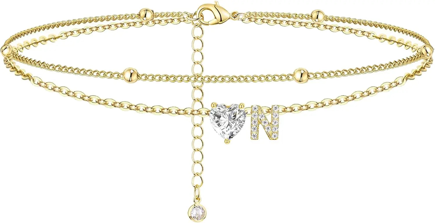 Gold Herz Charm Anfangs-Fußkette