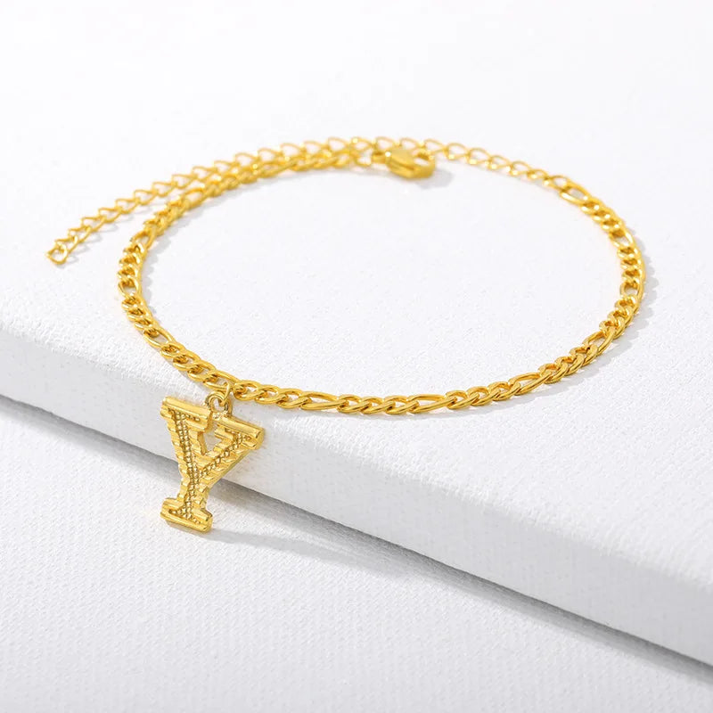 Goldene kubanische Gliederkette Fußkettchen