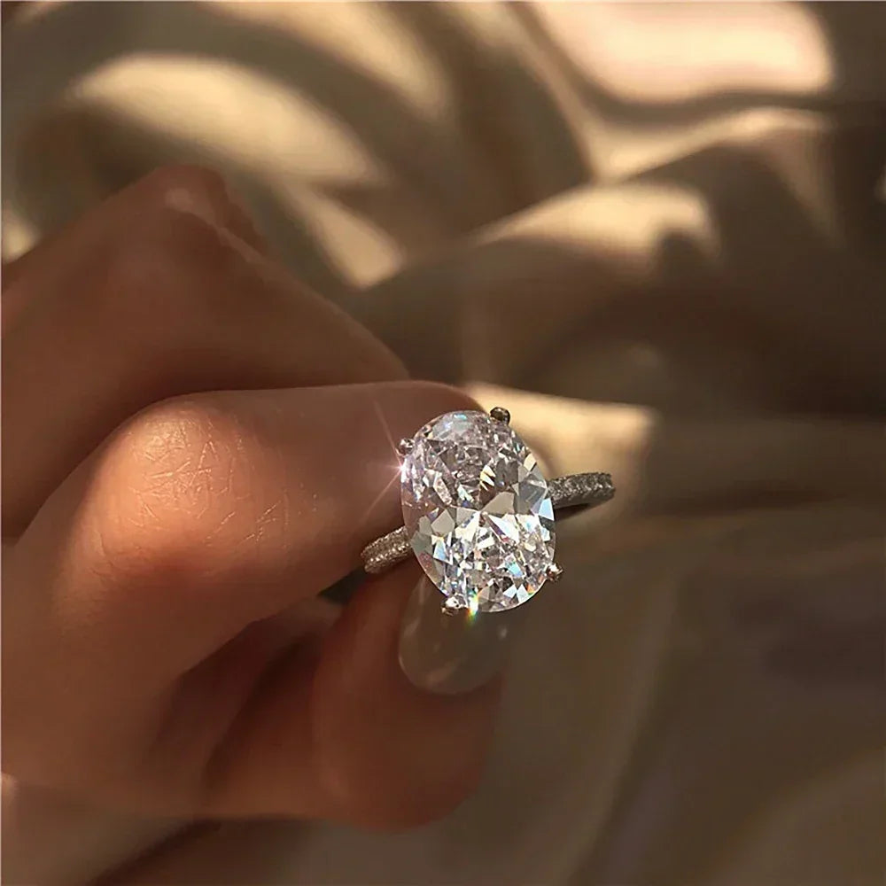 Oval Cut Full Moissanite - Engagement Ring - S925 Silver