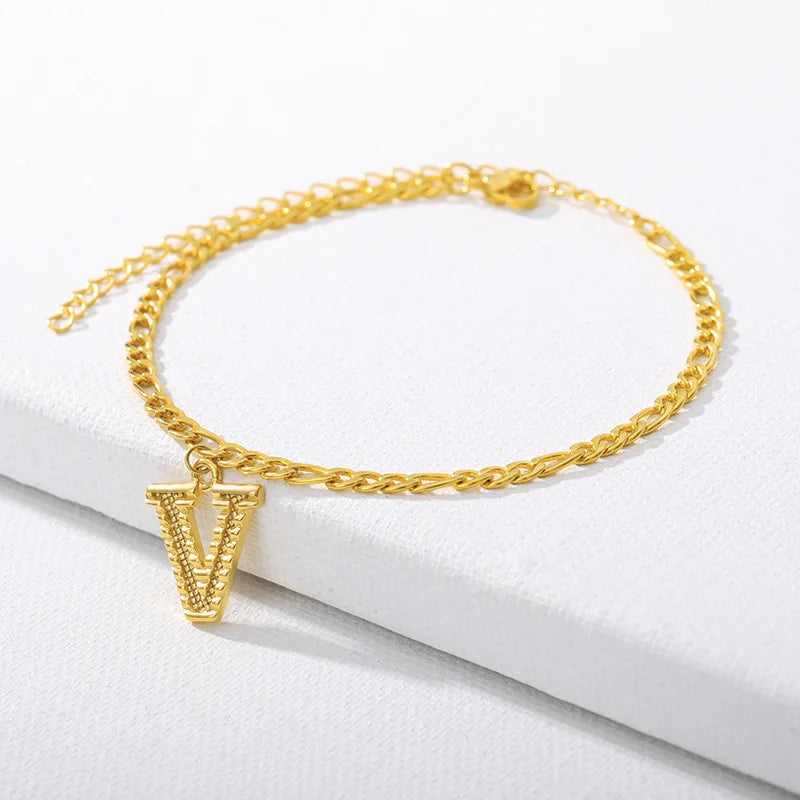 Goldene kubanische Gliederkette Fußkettchen