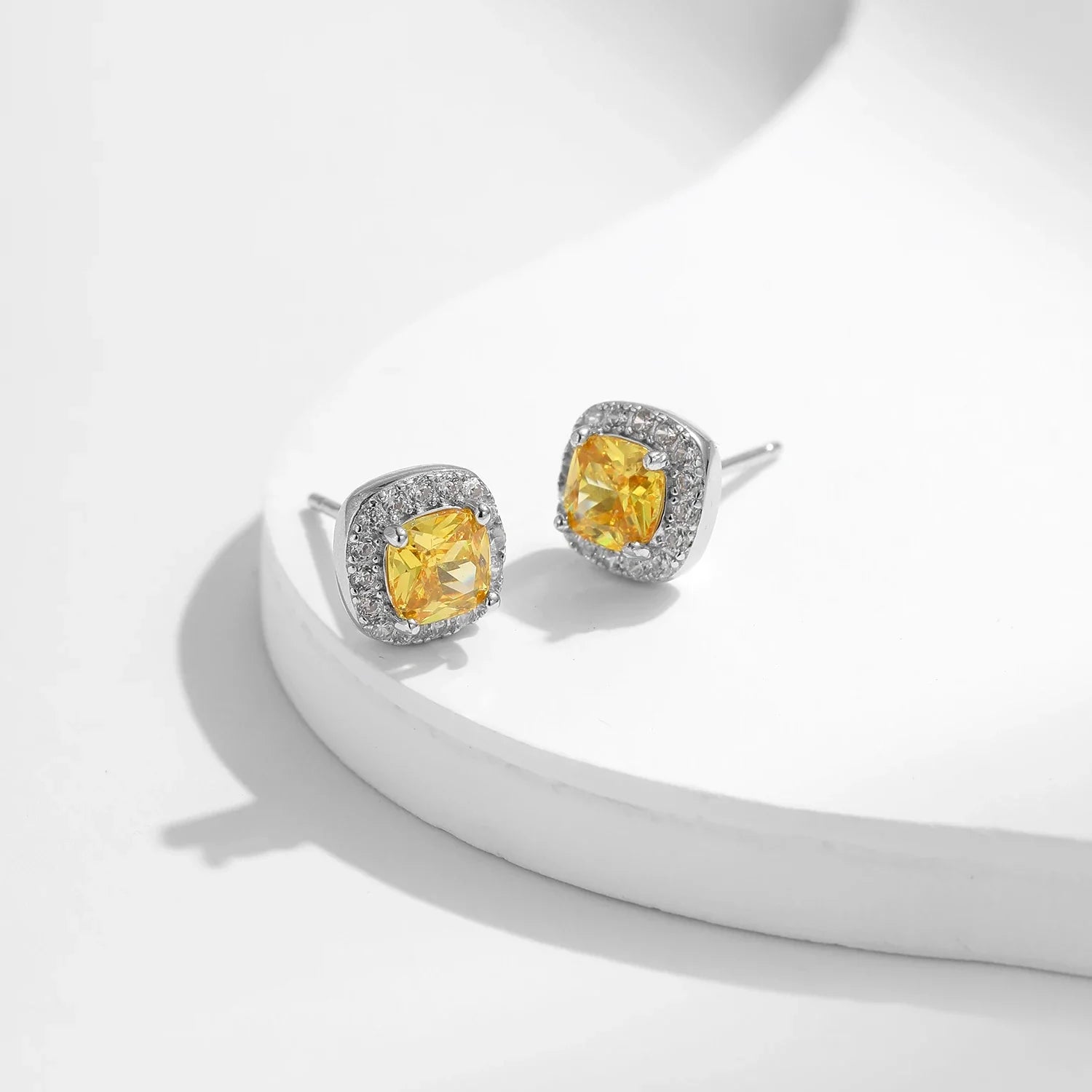 Yellow Sparkle Cubic Zirconia Earrings
