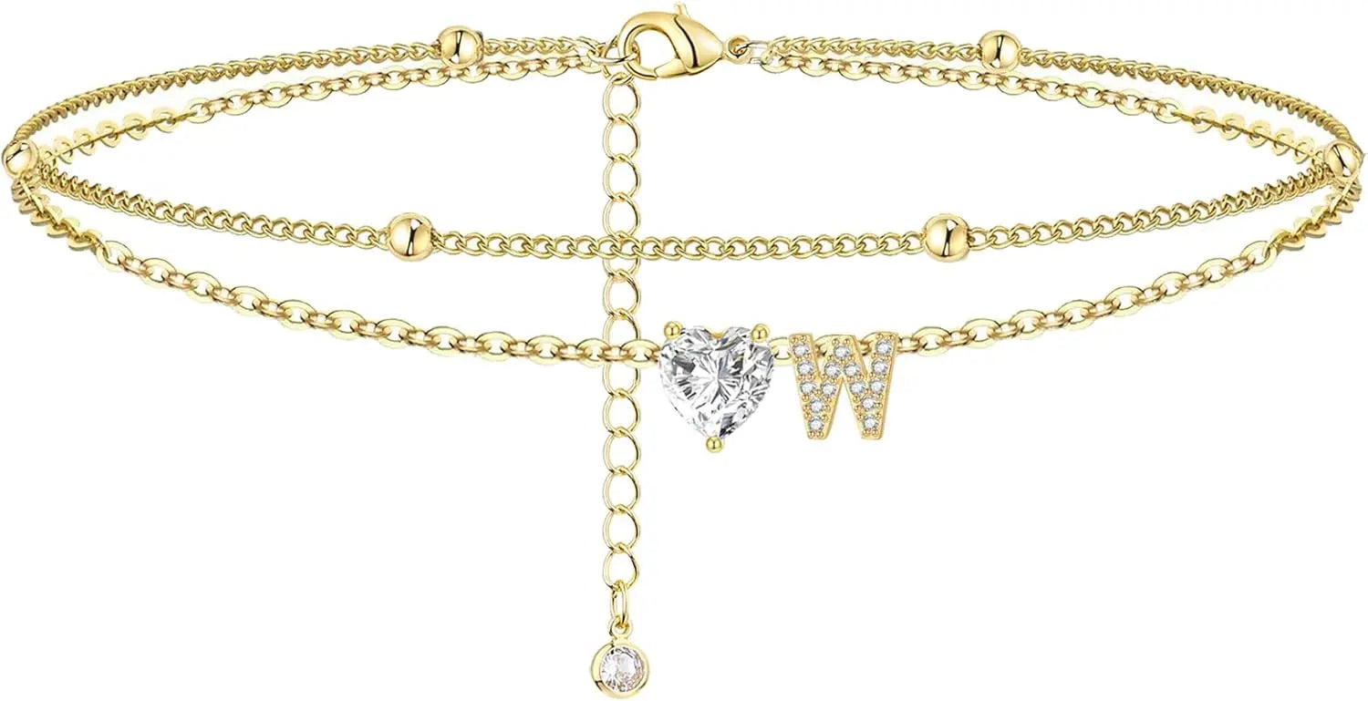 Gold Herz Charm Anfangs-Fußkette